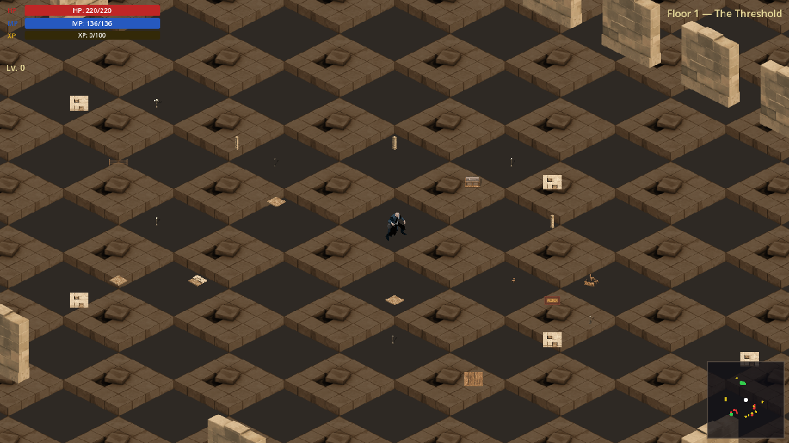 Top-down isometric dungeon floor, The Threshold